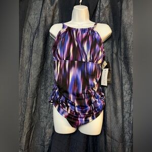 Magicsuit Miraclesuit Women’s Purple Woodstock Katrina Tummy Control Swimsuit 16